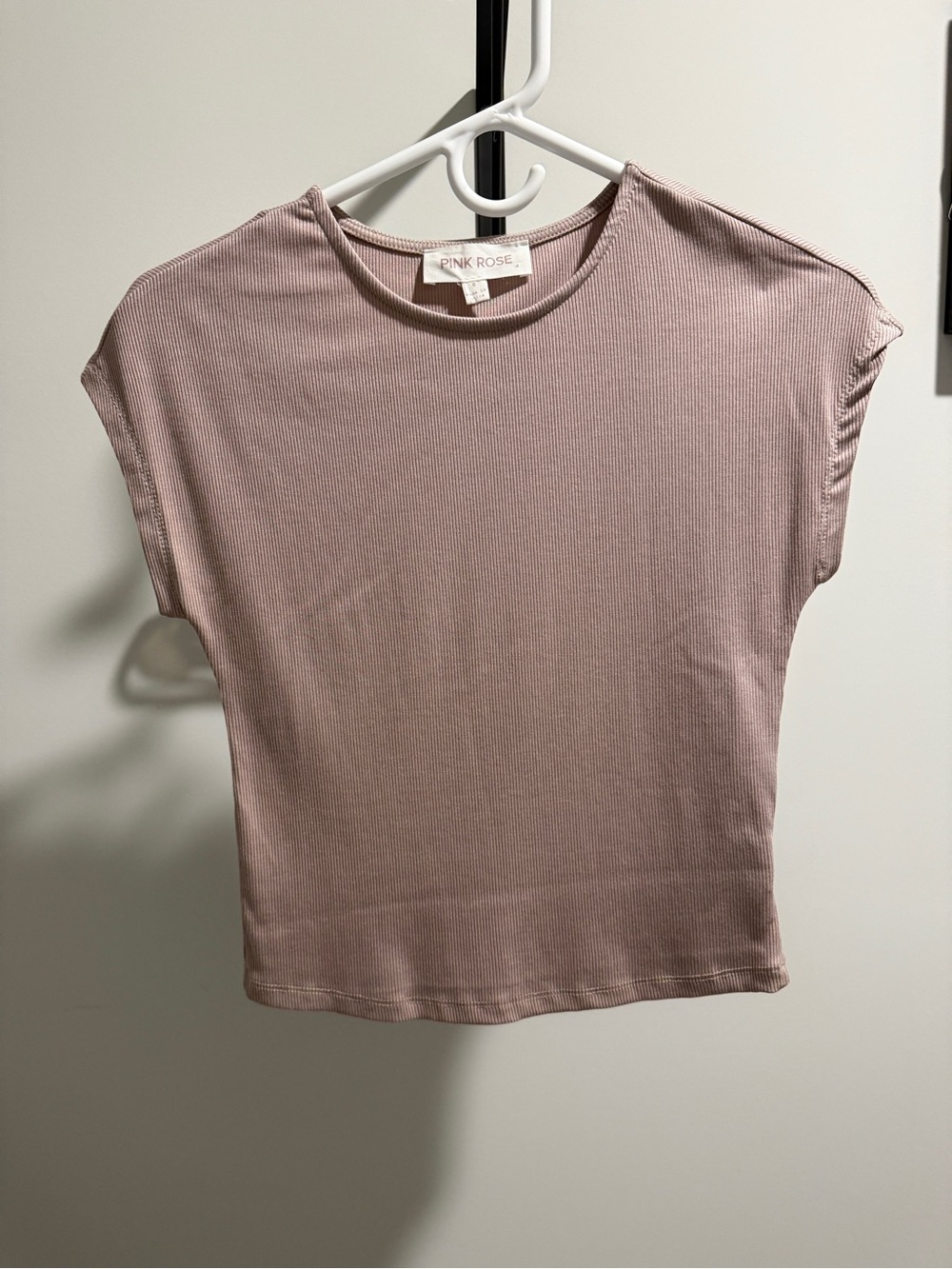 Pink Rose Dusty Mauve Ribbed Short Sleeve Tee